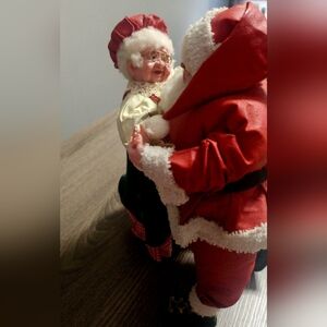 Vintage Mr. & Mrs. Clause "Dancing" Fabric mache figure